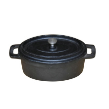 Mini Cocotte de ferro fundido de forma oval pré-decorado com tampa